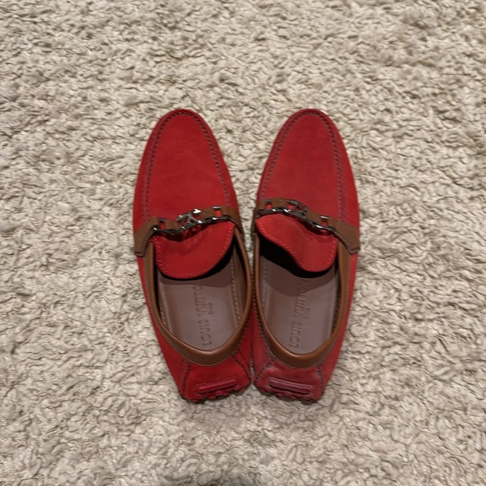 Louis Vuitton Hockenheim Moccasin Red Suede Driving Loafers